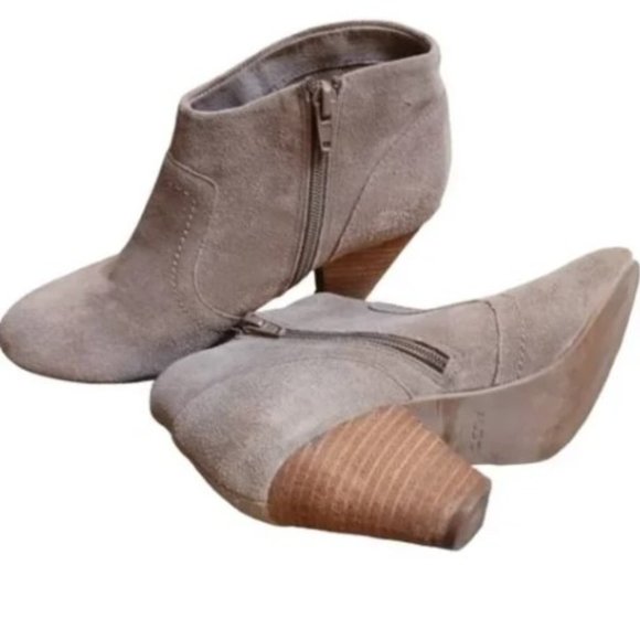 Aldo Tan Leather Suede Stacked Western Underslung Heel  Ankle Booties Size 6 - Picture 9 of 9